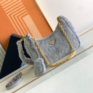 Prada Plush Three-In-One Handbag - Gray 75419