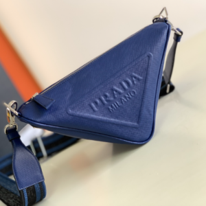 Prada Embroidered Webbing Triangle Bag - Blue 53127