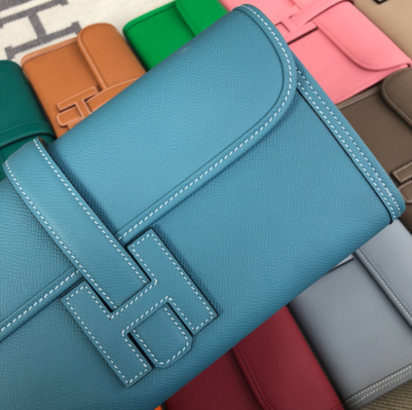 Hermes Epsom Turtledove Handbag - Denim Blue 90467 - Image 4