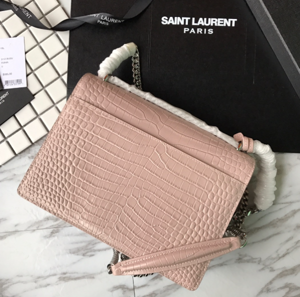 YSL Yves Small Crocodile Handbag - Light Pink 45550 - Image 4