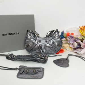 Balenciaga Le Cagole Half-Moon Small Armpit Dumpling Bag - Silver 82745