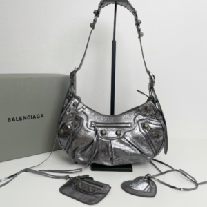 Balenciaga Le Cagole Half-Moon Large Armpit Dumpling Bag - Silver 81314