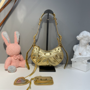 Balenciaga Le Cagole Half-Moon Small Armpit Dumpling Bag - Golden 58338