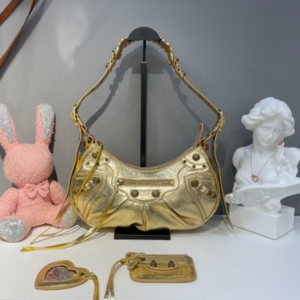 Balenciaga Le Cagole Half-Moon Large Armpit Dumpling Bag - Golden 37749