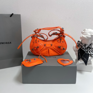 Balenciaga Le Cagole Half-Moon Small Armpit Dumpling Bag - Orange 93731