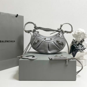 Balenciaga Le Cagole Half-Moon Small Armpit Dumpling Bag - Gray 85842