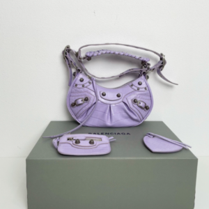 Balenciaga Le Cagole Half-Moon Small Armpit Dumpling Bag - Purple 67432
