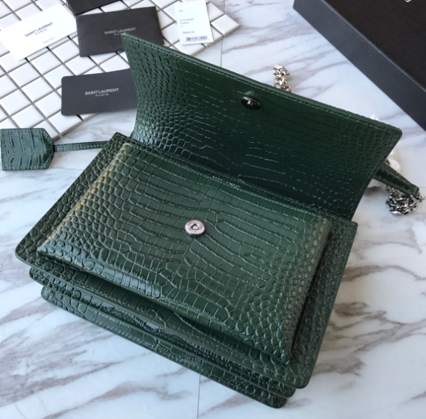 YSL Yves Small Crocodile Handbag - Green 50554 - Image 3