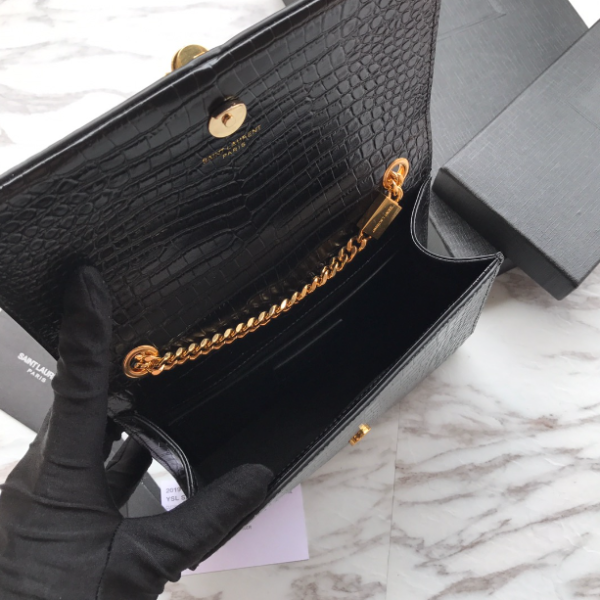 YSL Yves Saint Laurent Mini Crocodile Pattern Tassel Bag – Black 78242 - Image 3