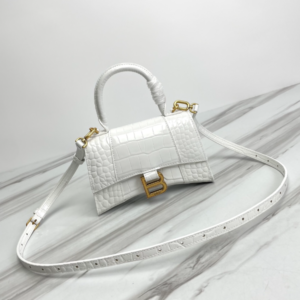 Balenciaga Hourglass Small Bag (Golden Buckle) - White 55146