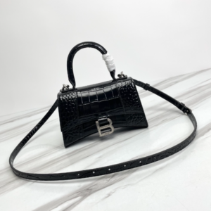 Balenciaga Hourglass Small Bag (Silver Buckle) - Black 16179