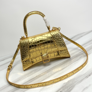 Balenciaga Hourglass Crocodile Sand bag (Golden Buckle) - Gold 59353