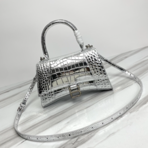 Balenciaga Hourglass Crocodile Sand bag (Silver Buckle) - Silver 39833