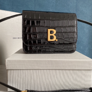 Balenciaga Crocodile Square Box B Bag - Black 38572
