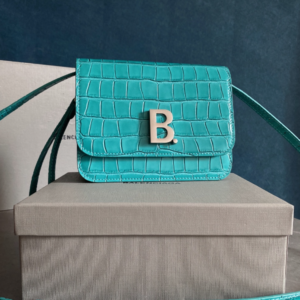 Balenciaga Crocodile Square Box B Bag - Blue 29507