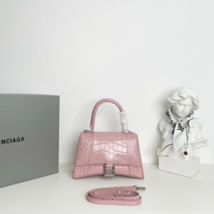 Balenciaga Crocodile Small Hourglass Bag - Pink 42225