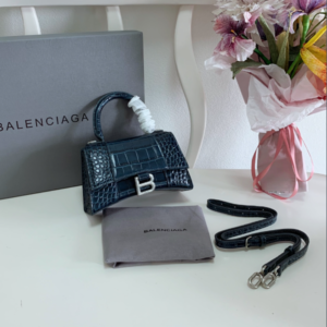 Balenciaga Crocodile XSmall Hourglass Bag - Blue 54454