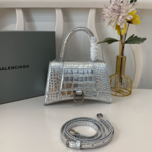 Balenciaga Crocodile Small Hourglass Bag - Silver 29595