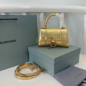 Balenciaga Crocodile XSmall Hourglass Bag - Gold 46166