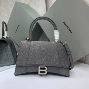 Balenciaga Heavy-Hitting Large Hourglass Bag - Shimmery Black 62429