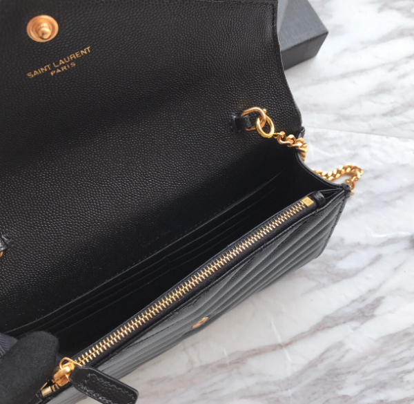 YSL Caviar Ball Chain Shoulder Bag - Black 93459 - Image 2