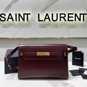 YSL Women Manhattan Baguette Box Large Leather Bag - Maroon 26755