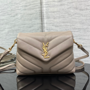 YSL LouLou Y-Shaped Satchel Small Handbag - Camel Gray 66542