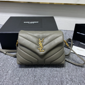 YSL LouLou Y-Shaped Satchel Small Handbag - Metal Gray 55597