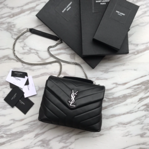 YSL LouLou Y-Shaped Satchel Medium Handbag – Black (Silver Logo) 54992