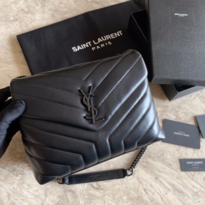 YSL LouLou Y-Shaped Satchel Medium Handbag – Black (Black Logo) 23619