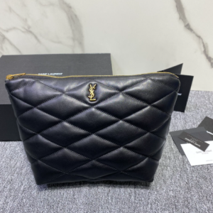 YSL Saint Laurent Lambskin Clutch Bag - Black 24938