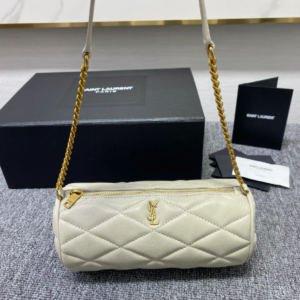 YSL Sade Armpit Cylindrical Bag - White 80318