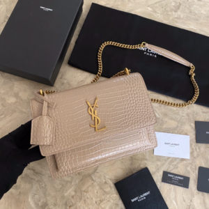 YSL Yves Small Crocodile Handbag - Cream 76038
