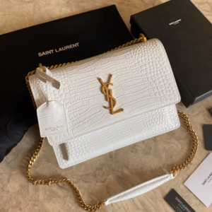 YSL Yves Small Crocodile Handbag - White 63832