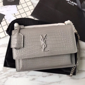 YSL Yves Small Crocodile Handbag - Gray 56536