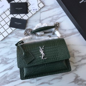 YSL Yves Small Crocodile Handbag - Green 50554