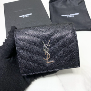 YSL Caviar Cowhide Y Shaped Wallet - Black 20228