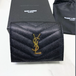 YSL Caviar Cowhide Y Shaped Wallet - Black 21250