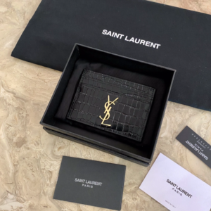 YSL Caviar Cowhide Y Shaped Wallet - Black 35567