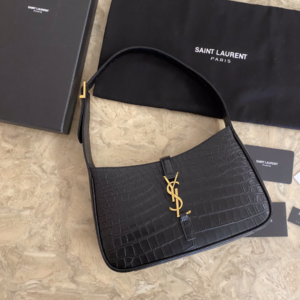 YSL’s New Crocodile Pattern Armpit Bag - Black 68208