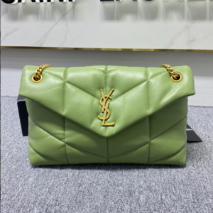 YSL Bi-Fold Back Shoulder Quilted Lambskin Large Bag - Avocado Green 43669