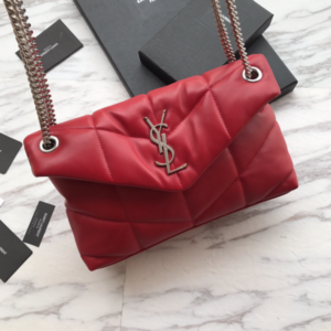 YSL Bi-Fold Back Shoulder Quilted Lambskin Medium Bag – Red 85978