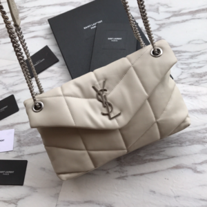 YSL Bi-Fold Back Shoulder Quilted Lambskin Medium Bag – White 40201