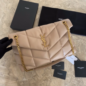 YSL Bi-Fold Back Shoulder Quilted Lambskin Large Bag – Nude Pink 74749