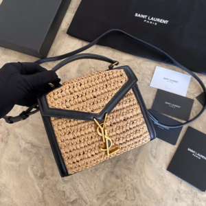 YSL Cassandra Envelope Raffia Straw Poplar Forest Bag 93904