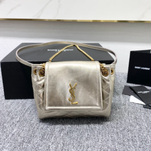 YSL Mini Nolita Imported Nappa Lambskin Bag - Silver 63302