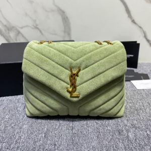 YSL Suede Medium Rectangular Envelope Bag - Green 89573