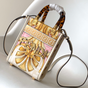 Fendi Joint Style Mini Sunshine Shopper Handbag - White 38429