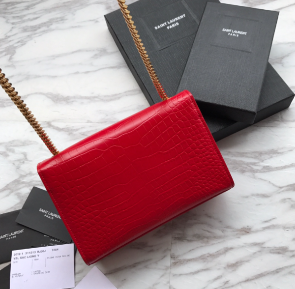 YSL Yves Saint Laurent Mini Crocodile Pattern Tassel Bag – Red 26904 - Image 3