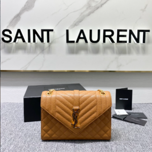 YSL Classic Grid Messenger Bag - Brown 86131